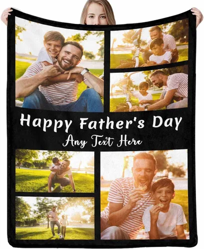Vista 31 de Artsadd Manta personalizada con foto, mantas personalizadas para papá y abuelo, regalos del Día del Padre, manta conmemorativa para la familia
