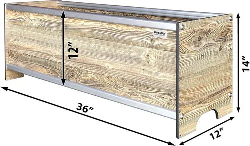 Vista 2 de Cama de jardín elevada (36 x 12 x 14 pulgadas) resistente a la intemperie, maceta para exteriores con drenaje para camas de verduras, jardinería