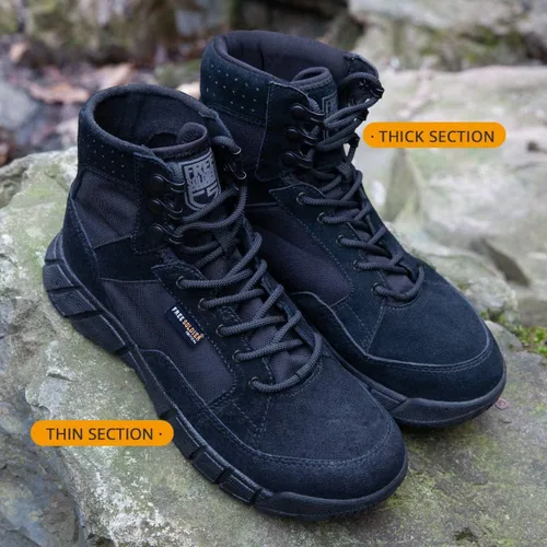 Vista 9 de FREE SOLDIER Waterproof Hiking Work Boots Men's Tactical Boots 6 Inches Lightweight Military Boots Breathable Desert Boots