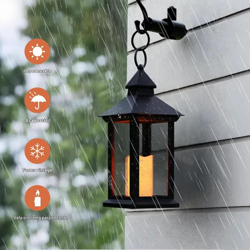 Vista 2 de JOIONE Black Decorative Candle Lanterns, 2 Packs 14" Waterproof Porch Decor Transparente 2