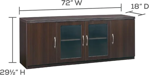 Vista 2 de Safco Mayline ALCLDC Aberdeen - Armario de pared baja con 2 puertas de cristal y 2 puertas de madera, color moca Tf