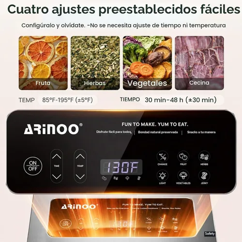 Vista 6 de Máquina deshidratadora de alimentos con 12 bandejas de acero Control de temperatura de 85 ° a 195 °F, potente 800 W, secadora de alimentos