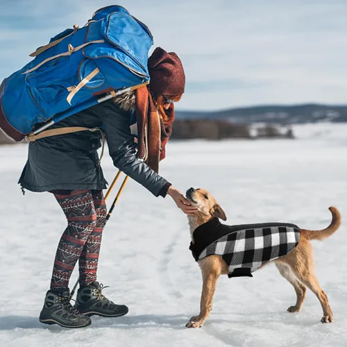 Vista 7 de Kuoser - Abrigo reversible para perros para climas fríos, abrigo de invierno impermeable reflejante para mascotas, abrigo para perros a cuadros
