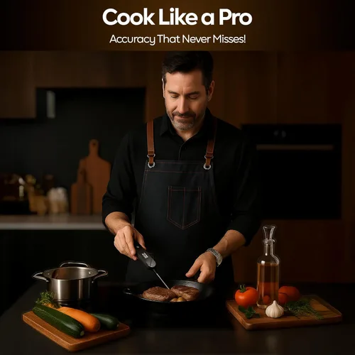 Vista 6 de Termómetro digital de carne de lectura instantánea para cocinar, termómetro de comida rápida de 0.5 segundos, pantalla retroiluminada giratoria