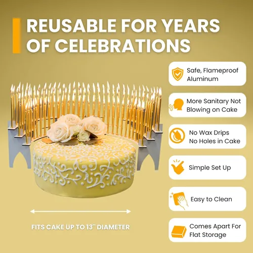 Vista 2 de Centro de mesa blanco para cumpleaños de hitos – Perfecto para 40, 50, 60, 70, 80, 90 y 100 – Incluye 100 velas de cumpleaños doradas – Elegante