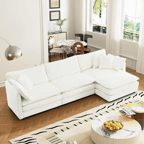 Vista 94 de Sofá seccional modular convertible de 76.7", sofás de dos plazas de chenilla con asiento profundo y cojines tipo loveseat para sala de estar, Beige