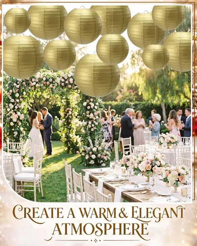 Vista 4 de Treela 60 Pcs Paper Lanterns Bulk for Wedding, 4'' 6'' 8'' 10'' 12'' Round Chinese Lanterns for Bridal Shower Birthday Party Decorations, Hanging
