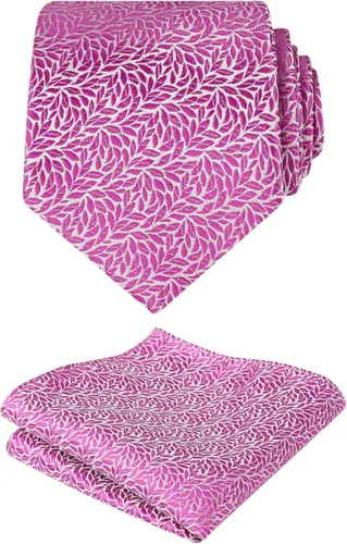 Vista 12 de Alizeal Mens 3.15inches Leaf Flower Pattern Tie Set 141-blush Rosa