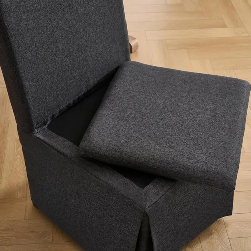 Vista 3 de Juego de 2 sillas de comedor cubiertas de granja, modernas sillas tapizadas para cocina y comedor, cómodas sillas laterales sin brazos con acento