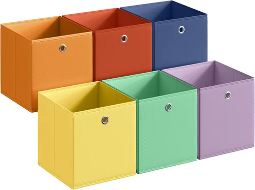Vista 14 de SONGMICS Cubos de almacenamiento, juego de 6 cajas de almacenamiento plegables sin olor, 10.2 x 10.2 x 11 pulgadas, organizadores de armario