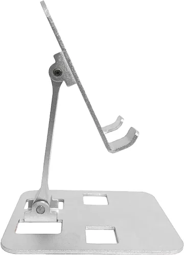 Vista 2 de Soporte de teléfono para escritorio: ángulo ajustable, totalmente plegable, soporte para teléfono celular portátil y tableta iPad con mesa base