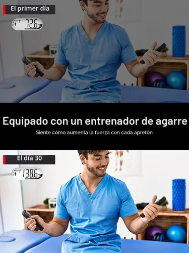 Vista 7 de Probador y entrenador de fuerza de agarre - Dinamometro electrónico de mano de 400lbs/180kg y fortalecedor de agarre con resistencia ajustable