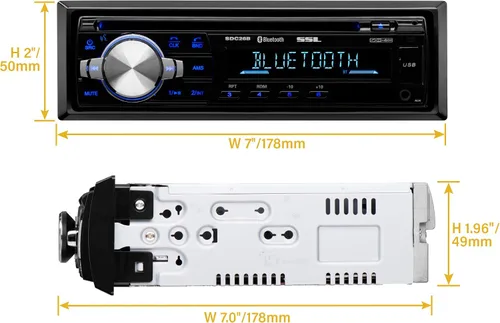 Vista 5 de Sound Storm Laboratories SDC26B Estéreo para automóvil - Din único, audio Bluetooth y llamadas manos libres, micrófono integrado, reproductor