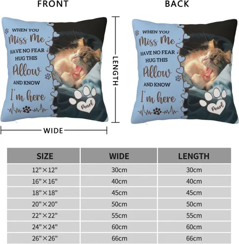 Vista 7 de Almohada Decorativa Conmemorativa Personalizada para Mascotas con Foto, Regalo de Condolencias por Pérdida de Perro/Gato, Regalos de Recuerdo