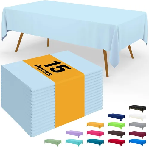 Vista 132 de Smiry - Juego de 6 manteles desechables, 54 x 78 pulgadas, manteles impermeables rectangulares para fiestas, cubierta de mesa de plástico