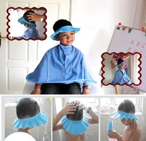 Vista 4 de Champú seguro para bebés, protección para el baño, gorro de ducha suave, protector de pelo para niños (rosa)