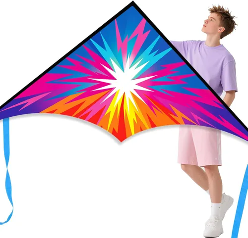 Vista 6 de Xida Kites for Kids Ages 4-8 8-12 Easy to Fly, Large Beach Kites for Adults 3 Pack Delta