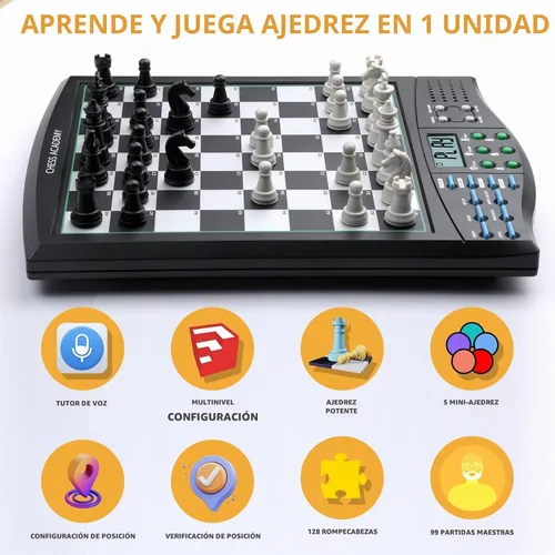Vista 4 de Talking Chess Academy con sistema de enseñanza de voz, juego de ajedrez electrónico con piezas magnéticas fuertes, tablero de ajedrez electrónico