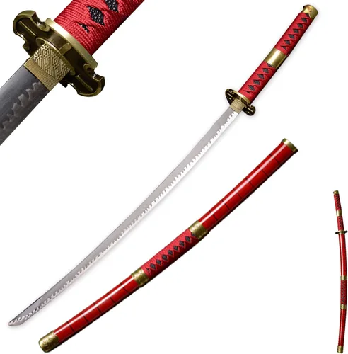 Vista 18 de 41 inches & 51inchs Zoro Katana Real Metal Anime Cosplay Sword, Stainless Steel,Yama Enma/Trafalgar Law/Luffy Kitetsu/shusui/wado ichimonji