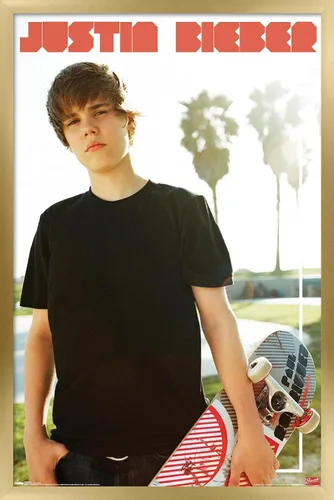 Vista 15 de Trends International Justin Bieber - Póster de pared de monopatín, 14.725 x 22.375 pulgadas, versión enmarcada de madera de granero