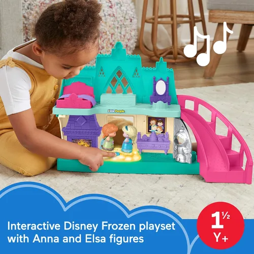 Vista 2 de Fisher-Price Little People Disney Frozen Castillo de Arendelle con luces y sonidos con figuras Anna & Elsa. Juegetes para mayores de 18 meses