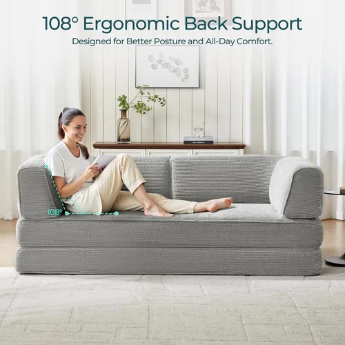 Vista 17 de LINSY HOME Sofá cama convertible de 79 pulgadas, sofá cama plegable de compresión, sofá cama plegable de pana para sala de estar y dormitorio, sofá
