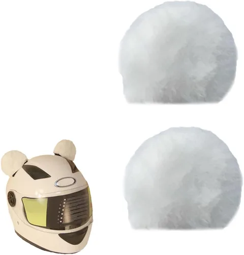 Vista 6 de 1 par de orejas de oso de felpa para casco, orejas de oso redondo, decoración de casco de accesorios para casco