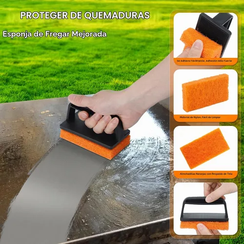 Vista 6 de Kit de limpieza de parrilla compatible con Blackstone - Kit de limpieza de parrilla con ladrillo de parrilla, raspador de plancha y cepillo