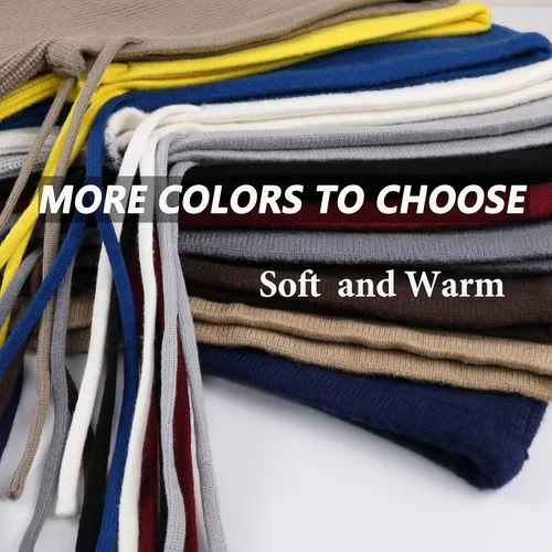 Vista 5 de Facecozy Sombreros de invierno para mujer, gorro de bufanda con capucha para mujer, pasamontañas de punto, gorro con cordón