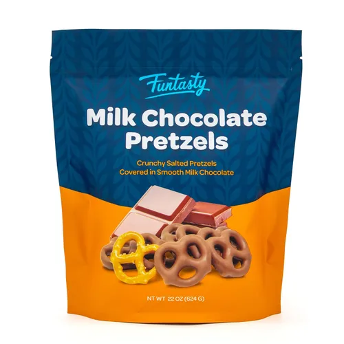 Vista 8 de Pretzels cubiertos de chocolate con leche, aperitivo dulce y salado - Bolsa de 22 onzas Bocadillo de oficina, mini pretzels