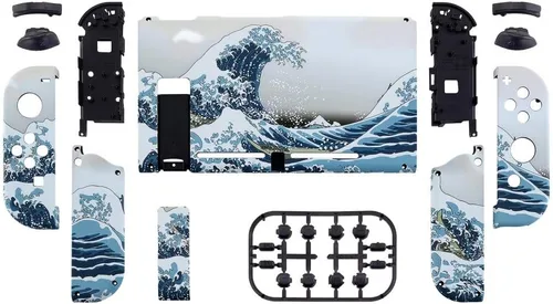 Vista 2 de eXtremeRate - Placa trasera para Nintendo Switch Console NS Joycon con carcasa de mando de mano con botones de juego completo carcasa de repuesto