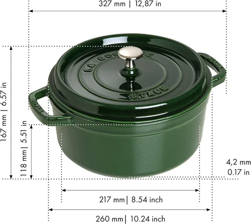 Vista 3 de Staub Cocotte redondo de 5.5 cuartos de galón, albahaca