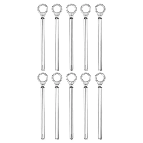 Vista 23 de uxcell Aro de elevación de la expansión, 8pcs M6x50mm 304 tornillo de expansión de acero inoxidable con anillo de ojo para pared de ladrillo