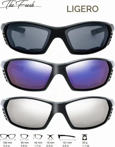 Vista 2 de Gafas de Motocicleta con Marco Acolchado y Lentes que Bloquean 100% UVB/UVB para Actividades al Aire Libre y Deportes 10-mate/negro brillante