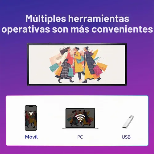 Vista 3 de Letrero LED programable P6 de 40 x 17 pulgadas, tablero de mensajes de desplazamiento WiFi a todo color, 160 x 64 píxeles, pantallas de señalización