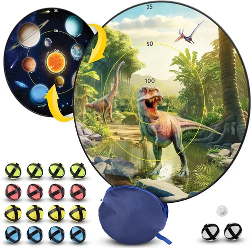 Vista 7 de Tablero de dardos para niños National Geographic Kids con brillo en la oscuridad - Juego de dardos con pelotas brillantes, tablero de dardos
