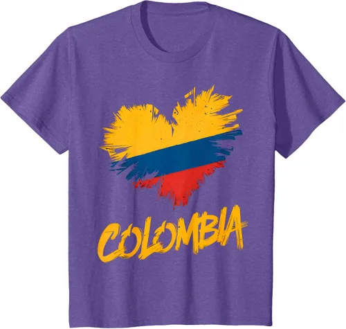 Vista 50 de Camiseta con la bandera del corazón de Colombia
