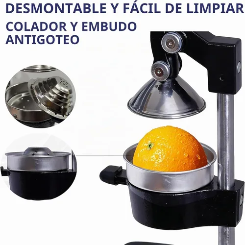 Vista 4 de Exprimidor manual de cítricos de hierro fundido para encimera, accesorios reemplazables de doble material, exprimidor de mano resistente para jugo