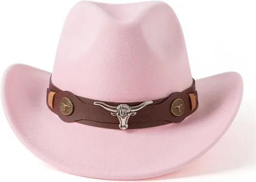 Vista 11 de Sombreros clásicos de vaquera occidental para mujer con cinturón ancho Negro