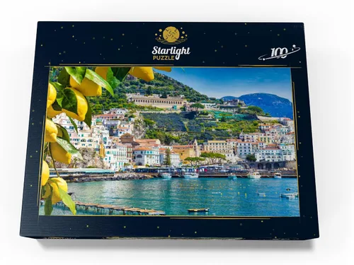 Vista 4 de MyPuzzle Vista panorámica del hermoso Amalfi en colinas que conducen a la costa, Campania, Italia - Rompecabezas de 100 piezas premium para adultos