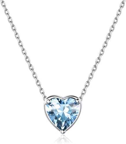 Vista 35 de ChicSilver Birthstone Necklace for Women 925 Sterling Silver Stone Necklace 925 Sterling Silver, Hypoallergenic for Sensitive Skin, 12-Months Zafiro