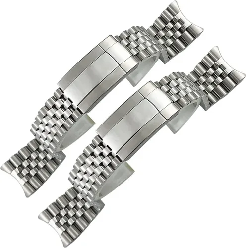 Vista 3 de JWTPRO Correa de reloj de acero inoxidable macizo 904L de 0.827in, apta para correa Rolex de 1.614in, Oyster Perpetual Datejust plateado