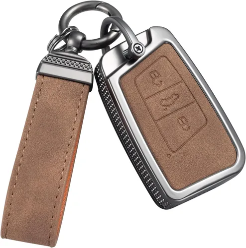 Vista 13 de YO&YOYE Compatible con funda para llavero VW Volkswagen con llavero protector de llave de cuero