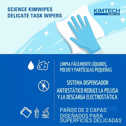Vista 8 de KIMTECH Kimwipes Paños para Tareas Delicadas Kimtech Science (34721), Blanco, 2 Capas, 15 Cajas Pop-Up / Estuche, 90 Hojas / Caja, 1,350 Hojas