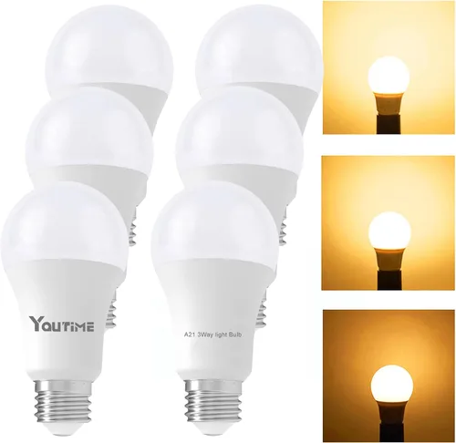 Vista 8 de Youtime Bombillas de 3 vías 50 100 150 vatios equivalente a blanco suave A21, reemplazo incandescente, 6/15/20 W, ahorro de energía, bombillas
