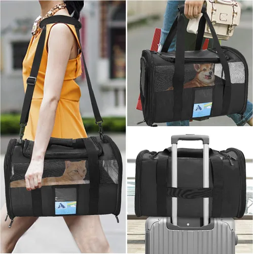Vista 7 de Transportador Refrze para mascotas aprobado por aerolíneas, transportadores para gatos para gatos medianos y gatos pequeños, transportadores suaves