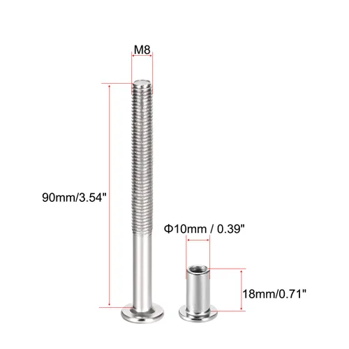 Vista 2 de uxcell Poste de tornillo apto para 3/8 pulgadas de diámetro de agujero, macho M8x90mm hebilla de cinturón, pernos de encuadernación de cuero