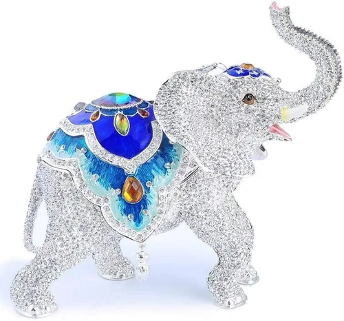 Vista 2 de KALIFANO Joyero decorativo para mujer con cristales Swarovski y gemas con forma de animales salvajes, hecho para almacenamiento y organización