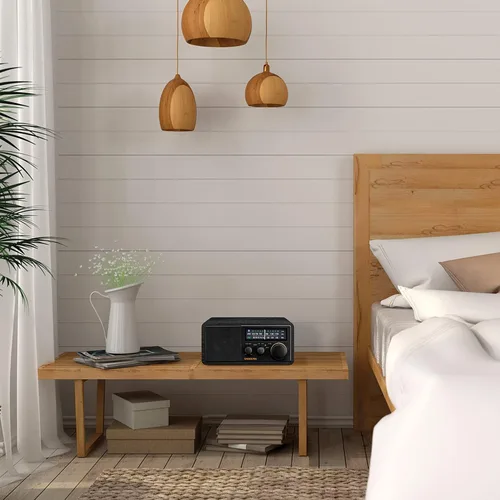 Vista 4 de SANGEAN Radio de gabinete de madera SG-118 AM/FM/Bluetooth con carga de teléfono USB