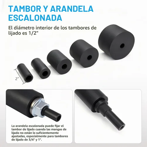Vista 3 de Kit de husillo de lijado de prensa de taladro de 2", kit de tambor de lijadora de husillo